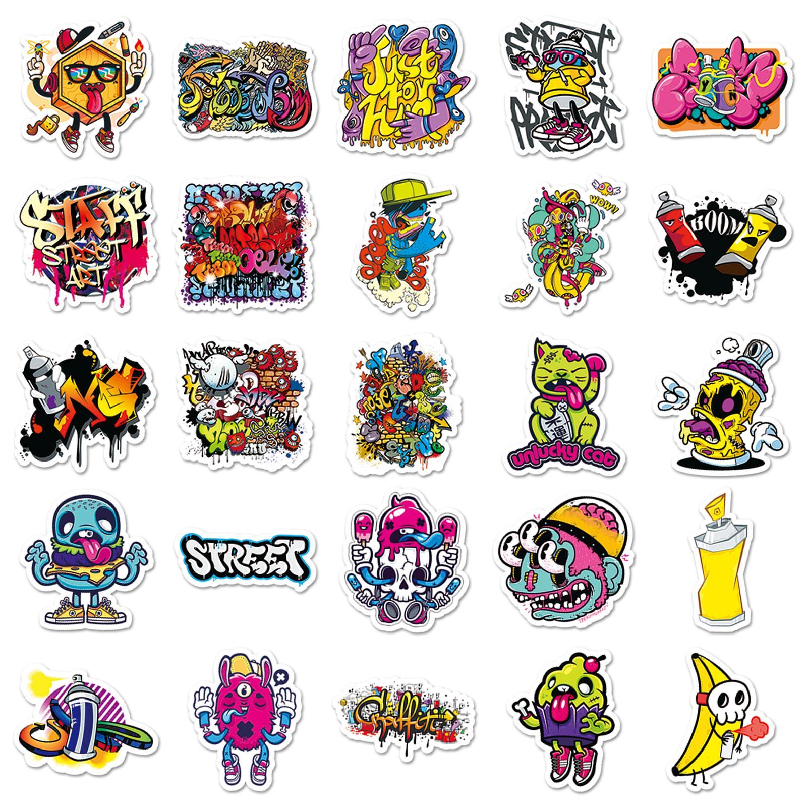 Graffiti Sticker, Funny Stickers, 100pcs/set DIY Decorative Sticker, Scrapbooking & Stamping Supplies for Phone Case, Computer, Guitar, Bag, Water Cup, Scrapbook