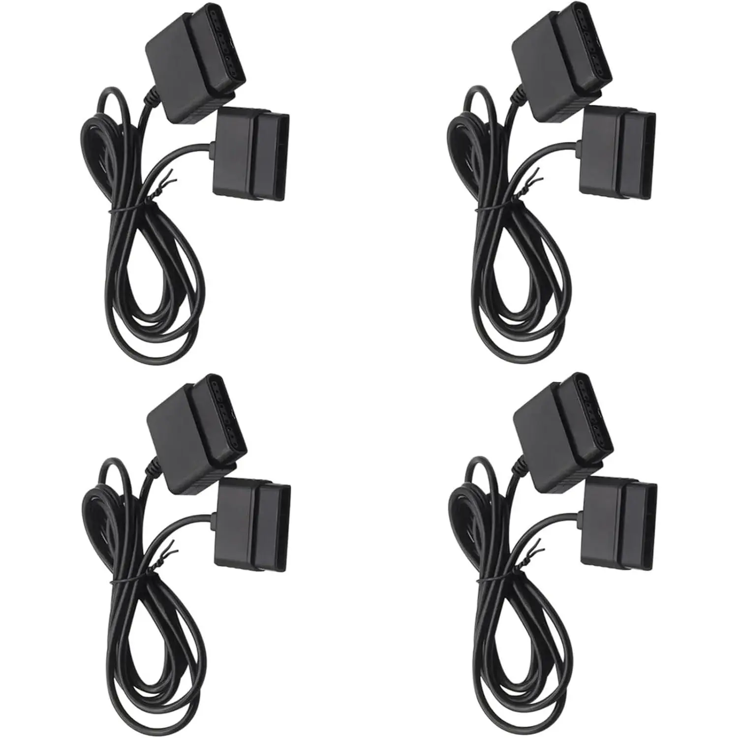 4 Pack Controller Extension Cables for PS1 and PS2 Consoles, 6 ft / 1.8 m, Retro Gaming Accessories for Gamers, Ps1&Ps2