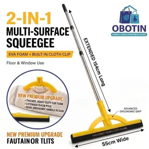 Heavy-Duty Floor Squeegee 2 in 1  - Lightweight & Durable Foam Blade with Extendable Handle for Indoor/Outdoor Cleaning haragan y trapeador 2 en 1 Adjustable Pool Advanced Ergonomic Grip Rubber New Premium Upgrade Eva Foam
