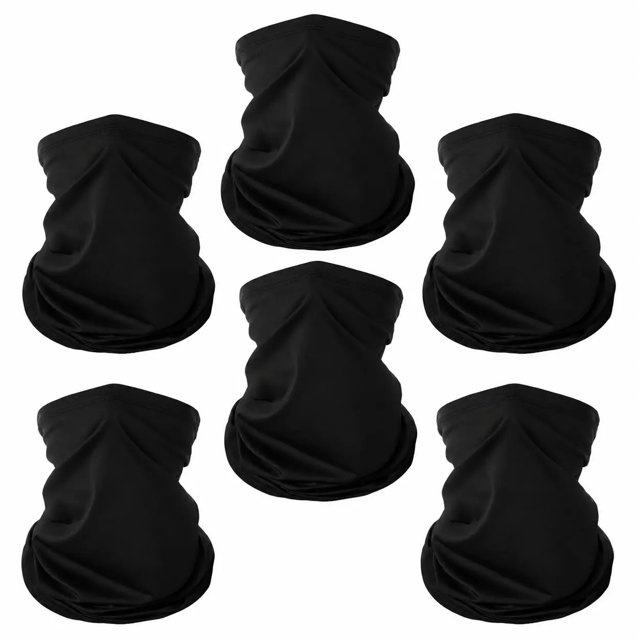Six-Pack Multi-Functional Neck Gaiter Set – Breathable, Windproof, UV-Protective Face Cover and Headwear for Hiking, Running, Cycling, Skiing, and Everyday Outdoor Activities – Unisex Lightweight Fabric with Moisture-Wicking Comfort