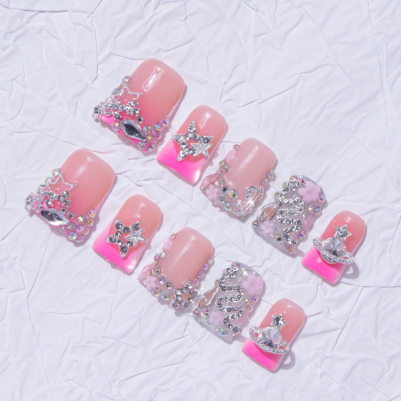 Nailssbysheccid, 10pcs-Y2K press on nails, duck nails, 100%handmade, with French, 3D, smudt, hand-drawn designs, perfect for family dinners, dates, weddings, and the best gift for girls! Jelly gel, crystal sticks and rolling sticks are given as gifts. Nailssbysheccid, 10pcs-Y2K press on nails, duck nails, 100%handmade, with French, 3D, smudt, hand-drawn designs, perfect for family dinners, dates, weddings, and the best gift for girls! Jelly gel, crystal sticks and rolling sticks are given as gifts.