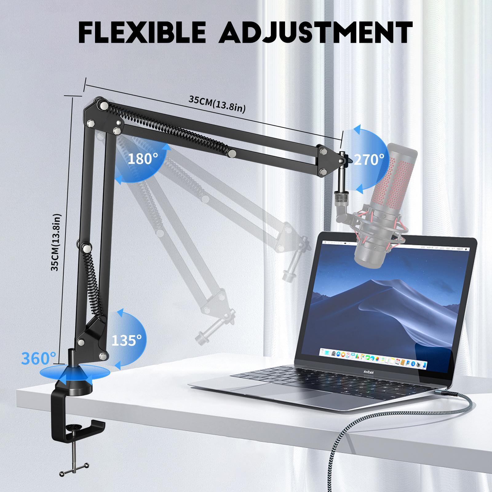 AK-35 microphone bracket arm-professional suspension boom telescopic bracket | compatible with Blue Yeti/ Snowball/Quadrcast/Elgato | Live recording artifact | Tik Tok /TikTok/K song/game anchor is required.