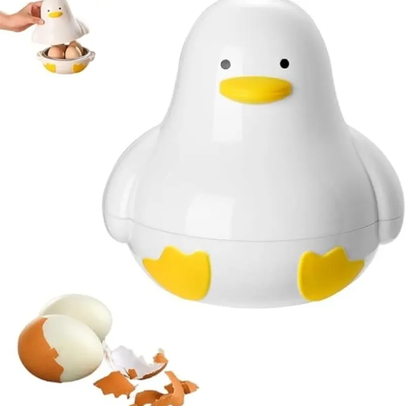 Microwave Egg Cooker, Duck Shape, 4-Egg Capacity, Quick Cooking in 9 Minutes, Half-Boiled and Fully Boiled Eggs, Microwave Compatible