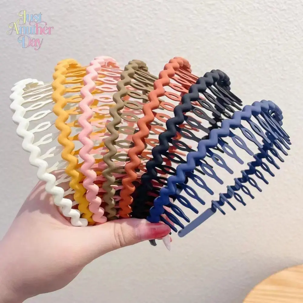 Women's Solid Color Headband Set, Classic Plastic Non-Slip Teethed Headbands for Sports & Outdoor Use, Headbands For Women