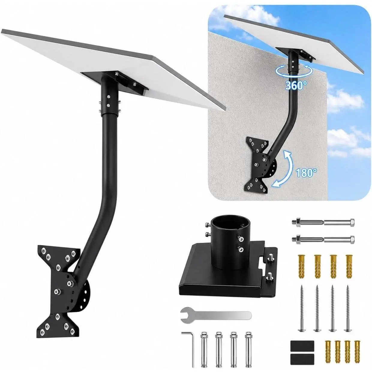 Starlink Mount for Gen 3/4, Adjustable Wall/Roof Mounting Kit Compatible with Starlink Standard 4/4X/V3, Heavy Duty Pole Bracket with Pipe Adapter, Outdoor Roof Wall Mount Accessories