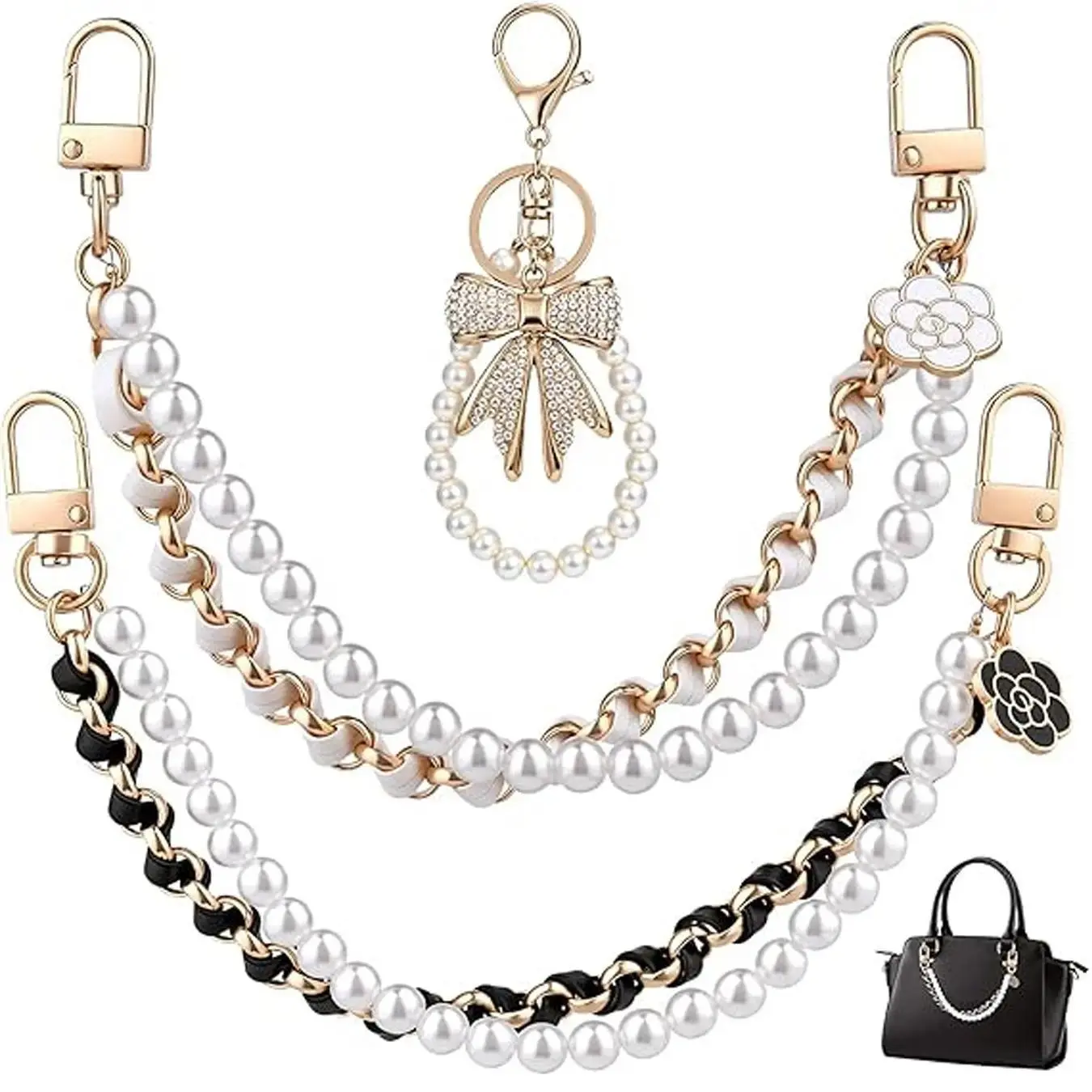 **3-in-1 Luxury Accessory Set | Handbag Charm + Wallet Pendant + Jeans Chain Keychain | Chic Ladies’ Gift Pack | Stylish Bag Decorations Set**
