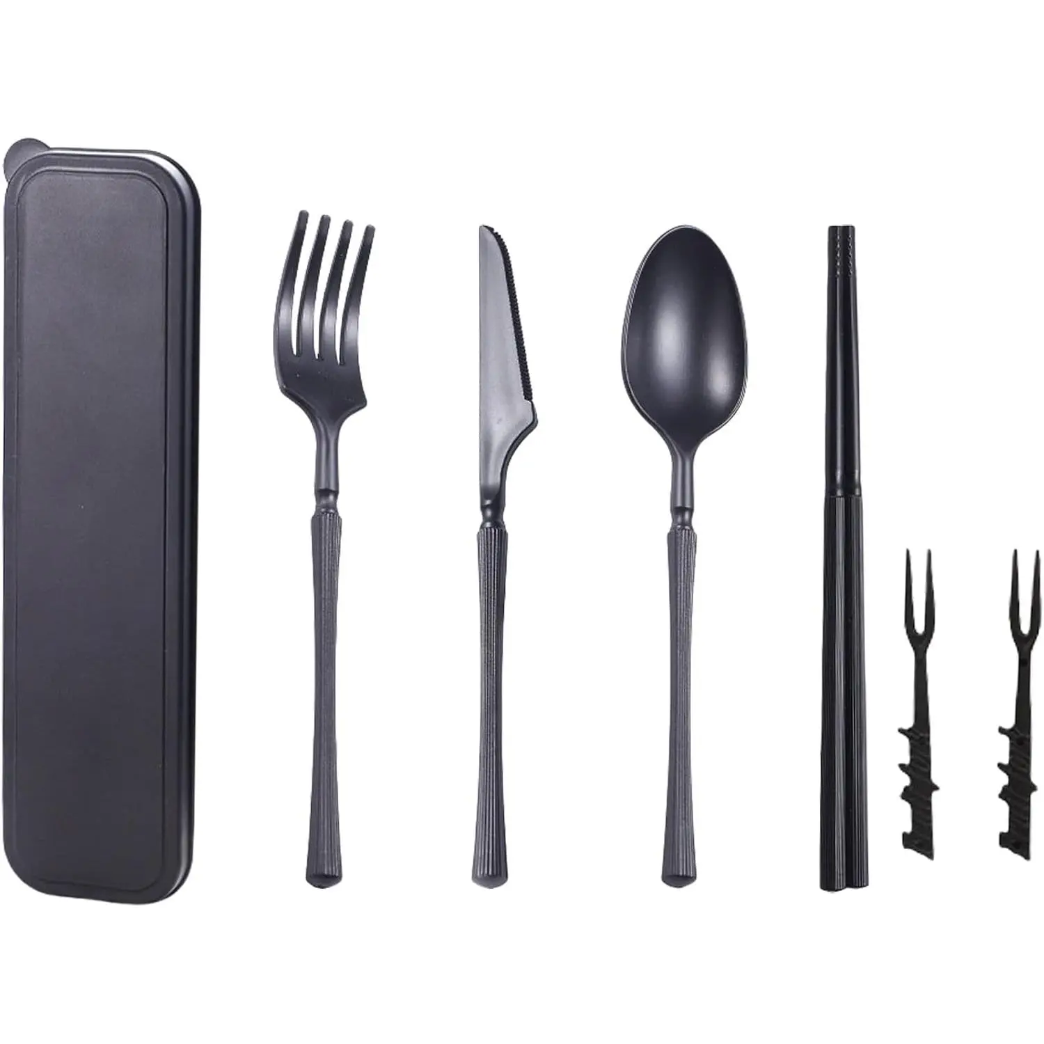 Wheat Straw Travel Utensils Set,  Eco Camping Cutlery with Case | Portable wheat straw silverware with fork  spoon for adults,  for picnic, lunch box and daily use
