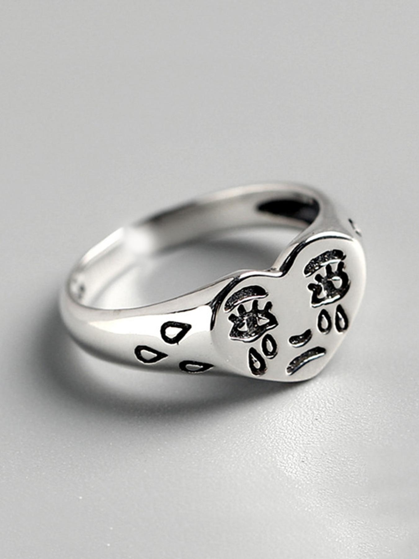 Women's Cute Heart Design Exquisite Trendy Heart Signet Ring, Vintage Trendy Retro Promise Engagement Rings, Stylish Vintage Jewelry As Birthday Gift for Women & Girls, Gifts for Wife, Vintage Rings