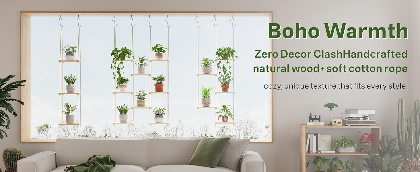 Window Plant Shelves 8-Tier Plant Shelves for Indoor Window Shelf for Plants Wall Mounted Window Sill Plant Shelf Living Room Boho