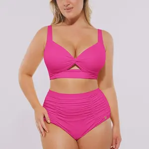 HighWaist Swimwear Sculpting Two-Piece Bikinis Set with Bust-Defining Crisscross Top & High-Waisted Brief for Flattering Silhouette Swim Bodysuit Set Swim Shapewear 1