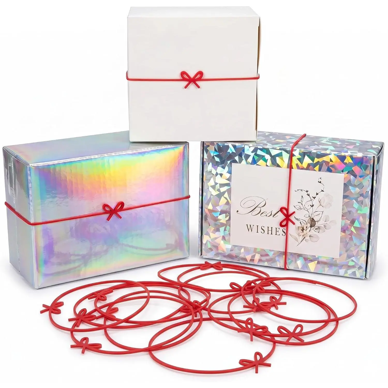 Red Pre-Tied  Wrapping Bows, 15 Pack 2.76 Inch Elastic Stretch Loops for  Boxes, Bakery Boxes, Envelopes, Party Favors, Weddings and Holidays
