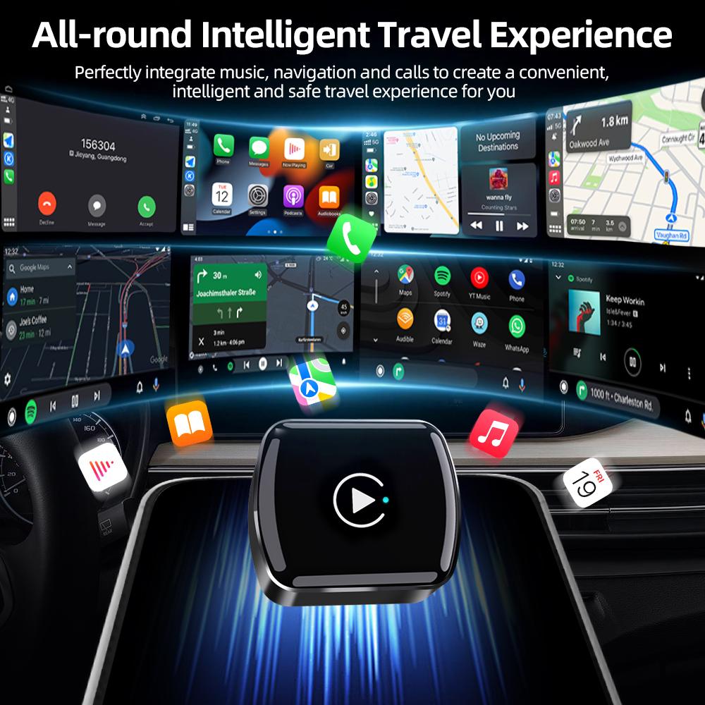 Wireless Carplay Device, Supports Android Auto, Fast Connection, Plug-And-Play, Hands-Free Calling, Smart Screen Upgrade, Premium Material Gift