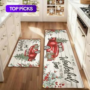 halloween themed kitchen mat set,  2 counts/set  non-slip soft floor mat, decorative carpet for home kitchen living room bedroom