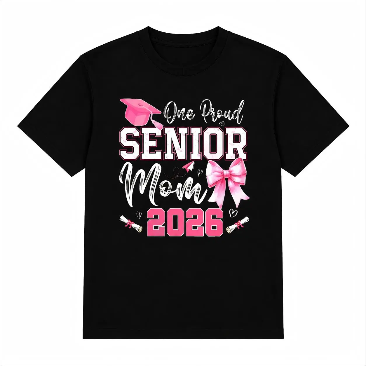 Unisex Short-Sleeve Round Neck Casual Streetwear T-Shirt, 2026 Matching Family Graduation Class Of 2026 Top for Seniors, Shortsleeve, All-Season Wear