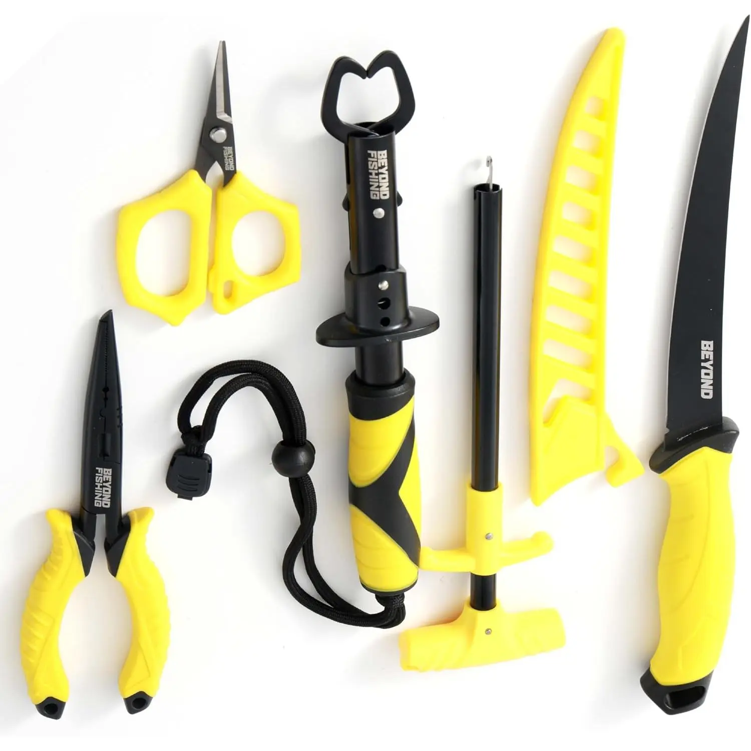 Beyond Fishing 5-Piece Fishing Tool Kit - Pliers, Fillet Knife, Hook Remover, Lip Gripper, and Braid Scissors - Saltwater Fishing Gear and Fishing Essentials for Men