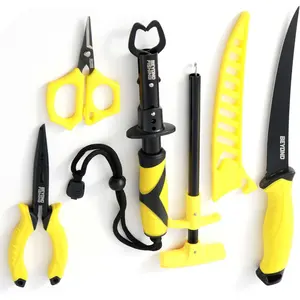 Beyond Fishing 5-Piece Fishing Tool Kit - Pliers, Fillet Knife, Hook Remover, Lip Gripper, and Braid Scissors - Saltwater Fishing Gear and Fishing Essentials for Men