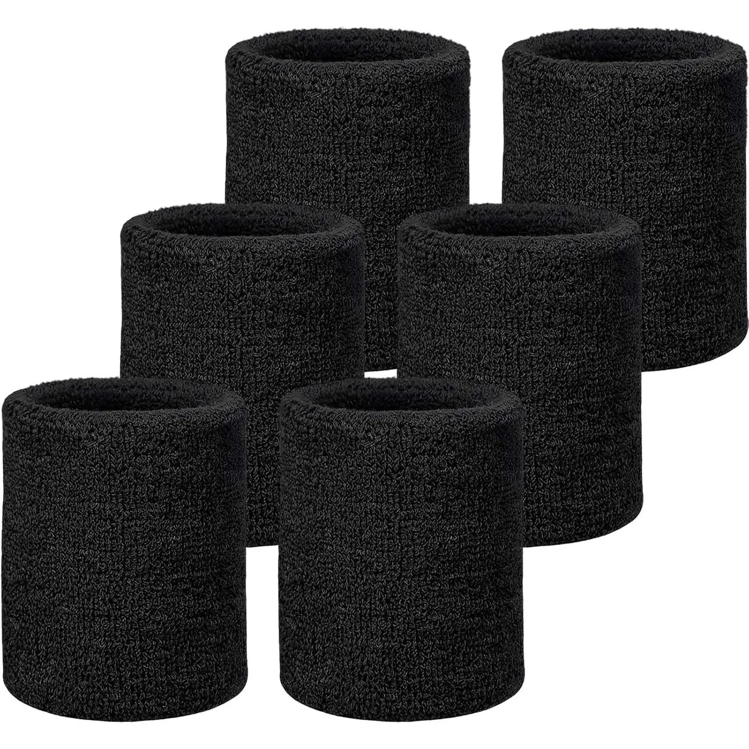 Sports Wrist Sweatbands Pack of 6, Sweat Absorbent Wristbands for Basketball, Tennis, Football, Running, Work & Competition