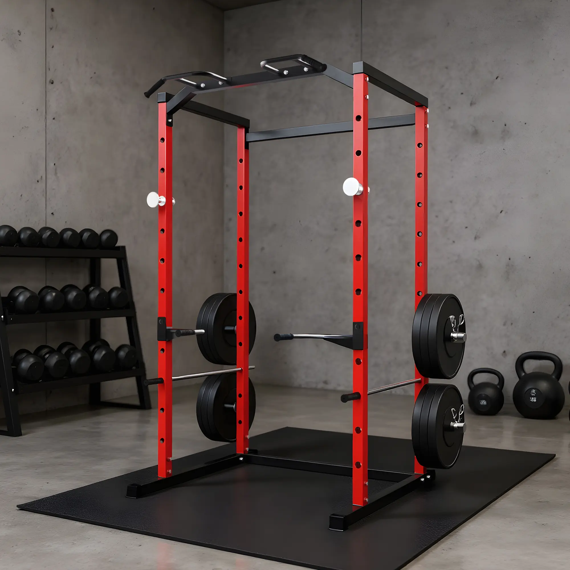 1100LB Heavy Duty Power Cage Squat Rack for Home Gym – Multi-Function Power Rack with Pull-Up Bar, Adjustable Safety Bars, Multi-Function Strength Training Equipment