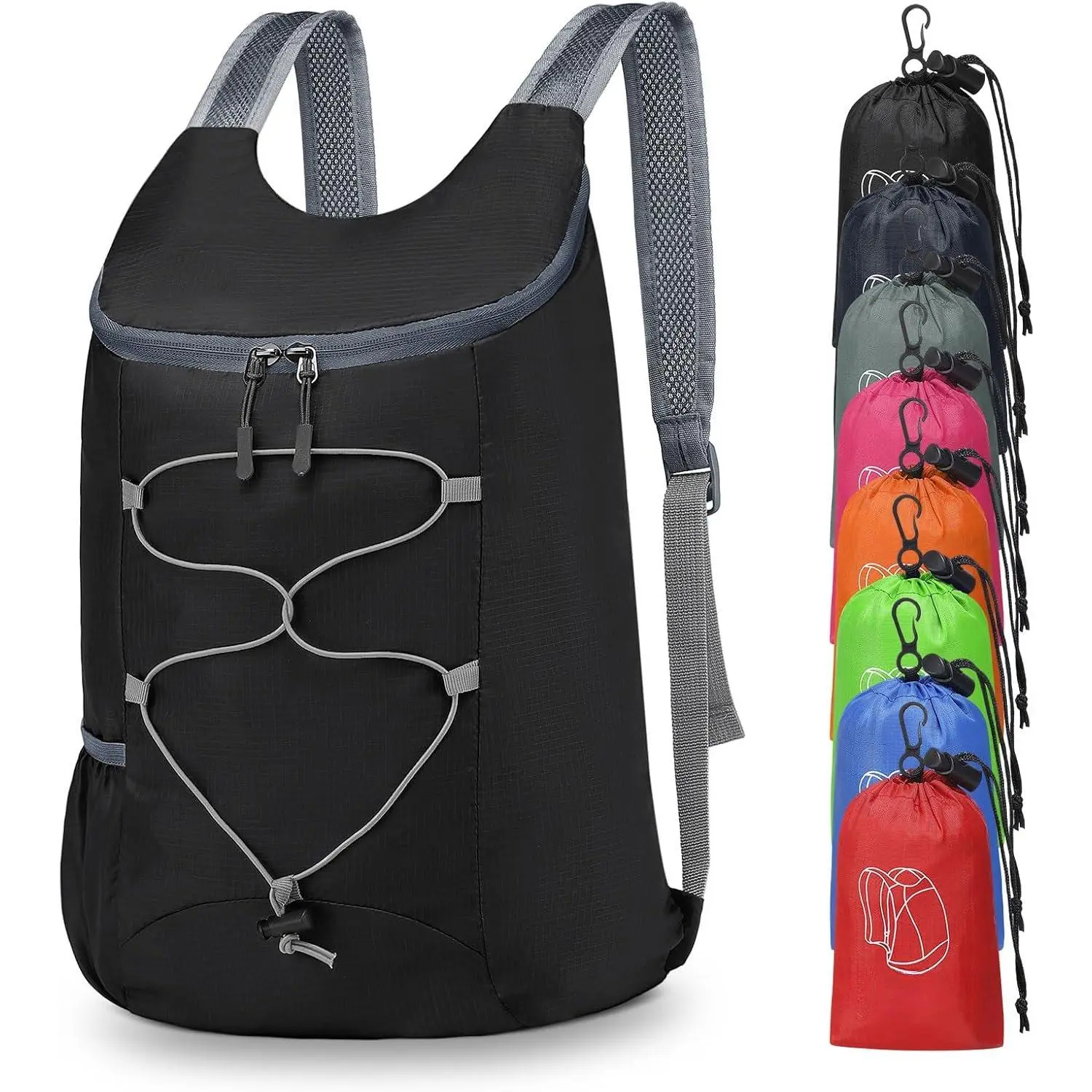 20L Hiking-Daypack Lightweight Foldable Travel Packable Backpack for Camping Cycling Outdoor, Black