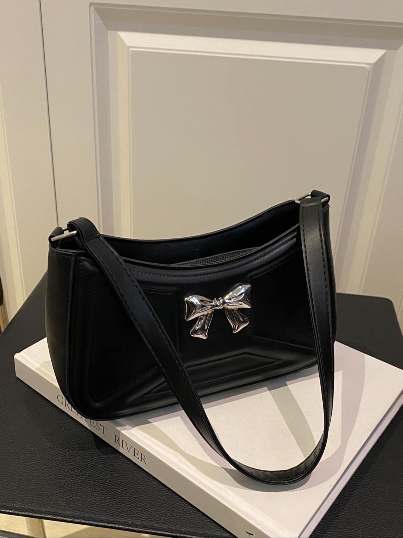 Women's Elegant Bowknot Decorated Shoulder Bag, Fashionable Solid Color Crossbody Bag for Work & Daily Used, Casual Trendy Versatile High-quality Daily Commuting Bag, Casual Trendy Purse