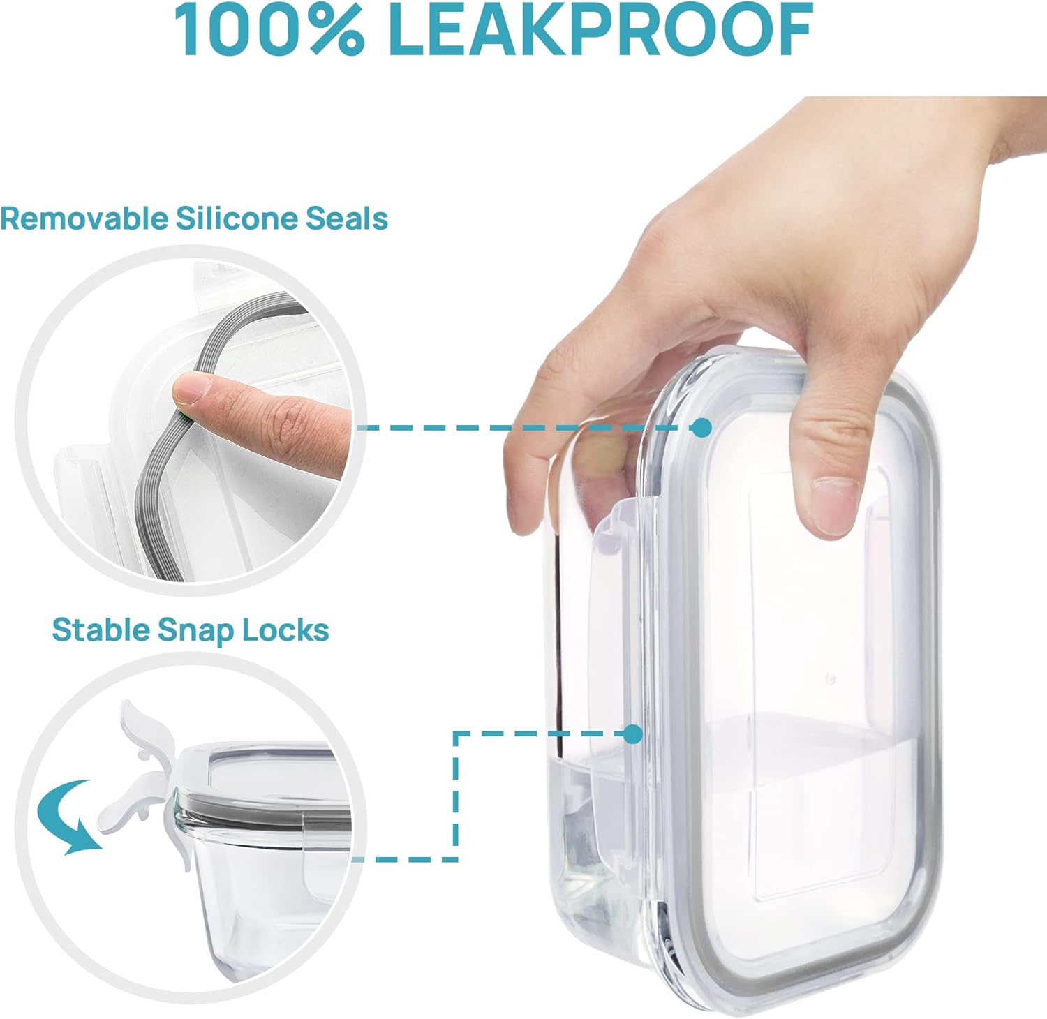 18-Pack Blue Glass Food Storage Containers 6 Sizes Square & Rectangle Airtight Leakproof Lids BPA-Free Microwave Freezer Safe for Kitchen Organization Meal Prep