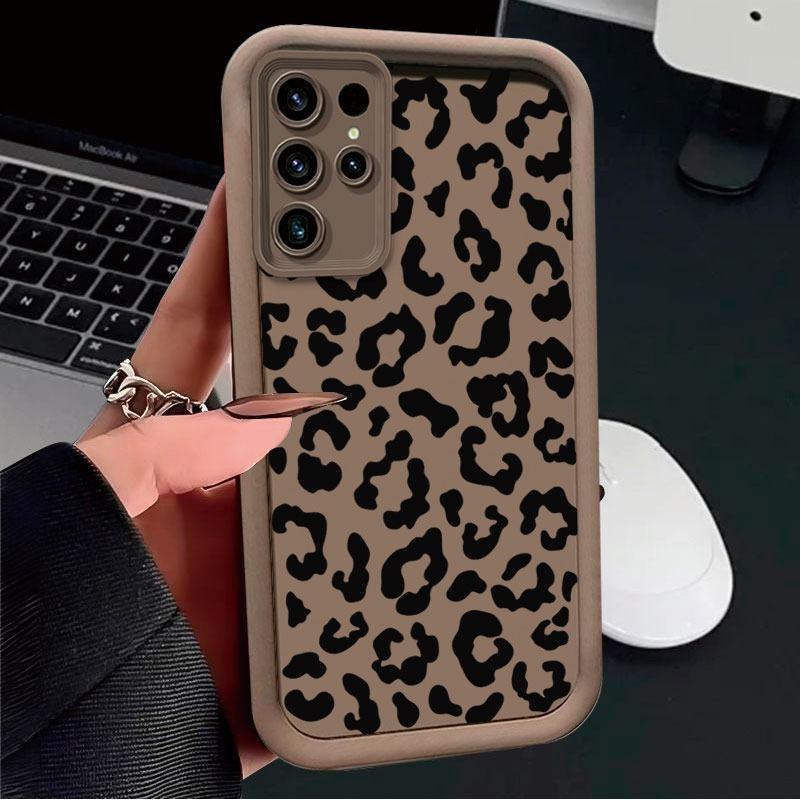 Phone case: Minimalist Leopard Print Case Compatible with Samsung Galaxy S26 S25 S24 S23 S22 S21 Fe Plus Ultra A13 A14 A15 A16 A17 A33 A34 A35 A36 A52 A53 A54 Note20, Transparent Shockproof Full-Body Phone Cover