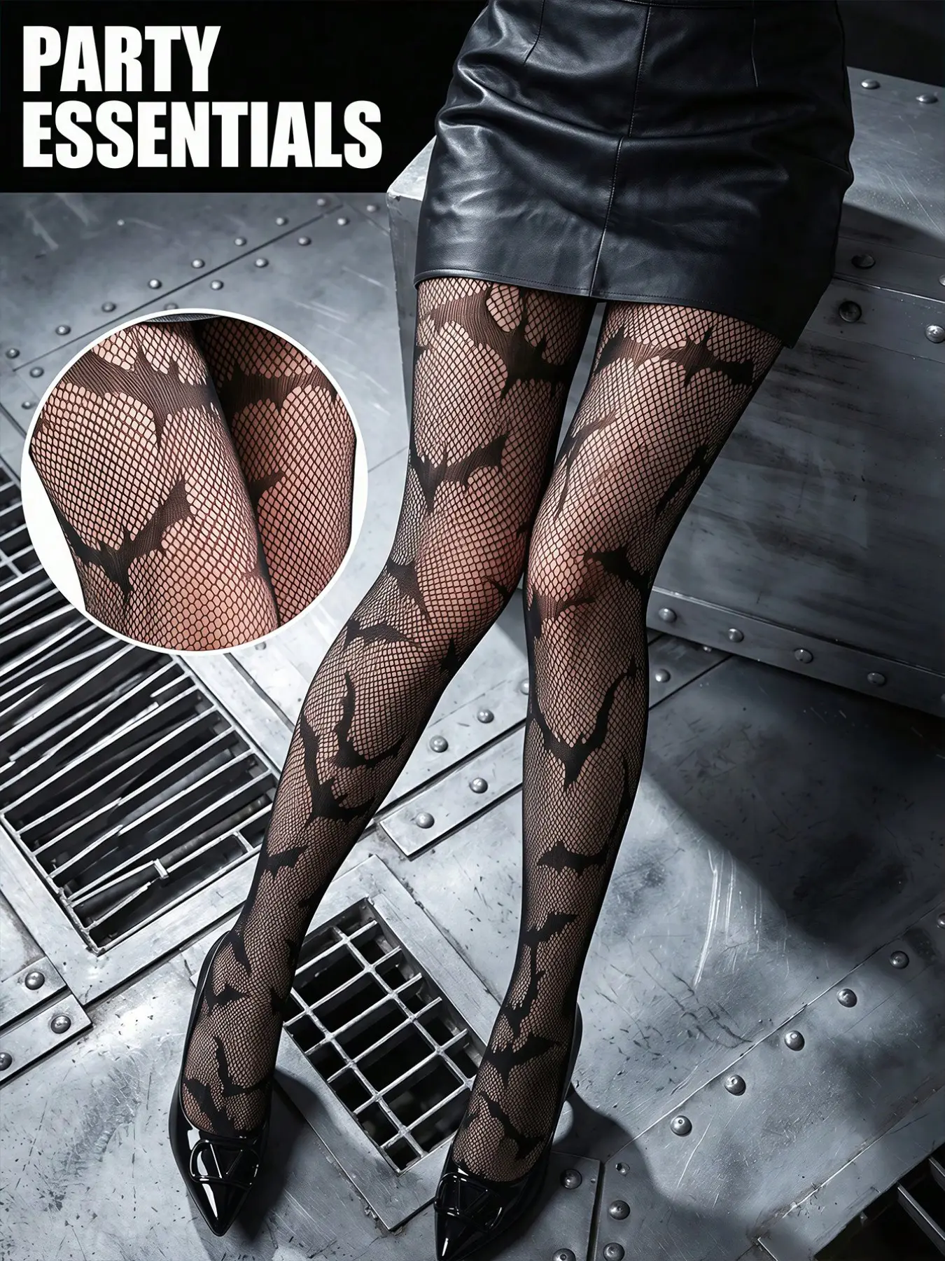 Gothic Tights Spider and Bat Design, Fishnet Pantyhose, Halloween Goth Ripped Stockings, Y2K Accessories, Back to School Essentials
