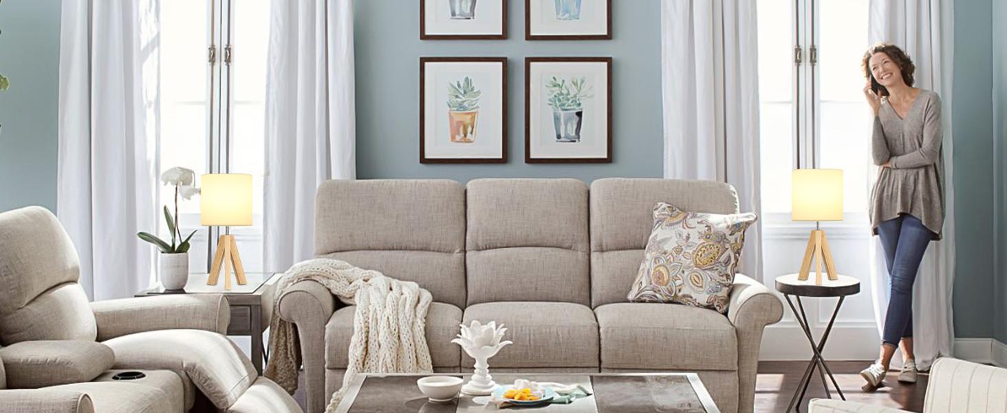 Small Beside Table Lamp Modern Mood Lighting Led Nightlight Wood Tripod Table Lamp with White Fabric Shade Cute Boho Nightstand Minimalist Desk Lamp for Bedroom Living Room Nursery Kids Room Office Dorm Small Beside Table Lamp Modern Mood Lighting Led Nightlight Wood Tripod Table Lamp with White Fabric Shade Cute Boho Nightstand Minimalist Desk Lamp for Bedroom Living Room Nursery Kids Room Office Dorm