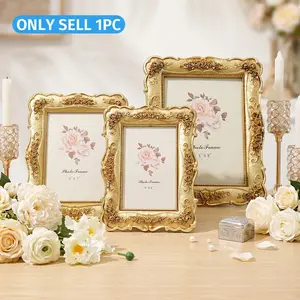 Elegant Rose Design Floral Picture Frame, Resin Hand-Painted Vintage Decor, Desktop Decoration for Home, Wedding, Moving, Bedroom, Living Room