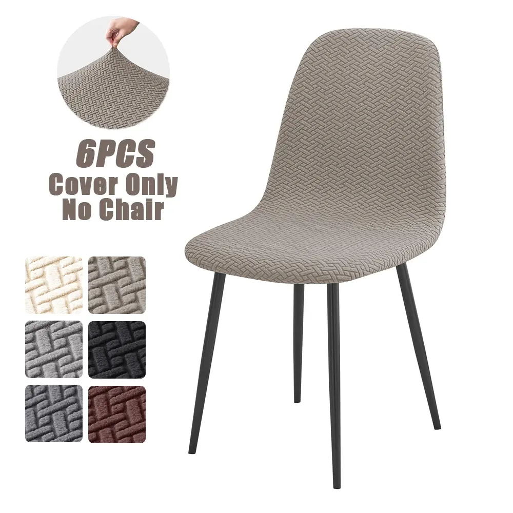 6PCS Thickened Jacquard Eames Shell Chair Covers Dining Chair Slipcovers Soft Comfortable Skin-friendly Fabric Non-slip Anti-fouling Removable Chair Protective Cover Living Room Bedroom Restaurant Hotel Office Chair Cover Chair Covers For Dining Chairs