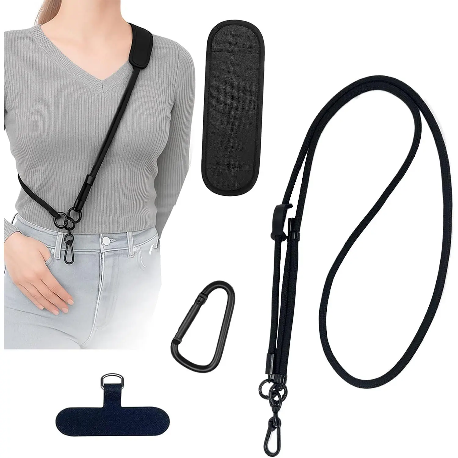 Adjustable Crossbody Phone Lanyard for Teachers & Commute, Padded  for Phone&Walkie Talkie