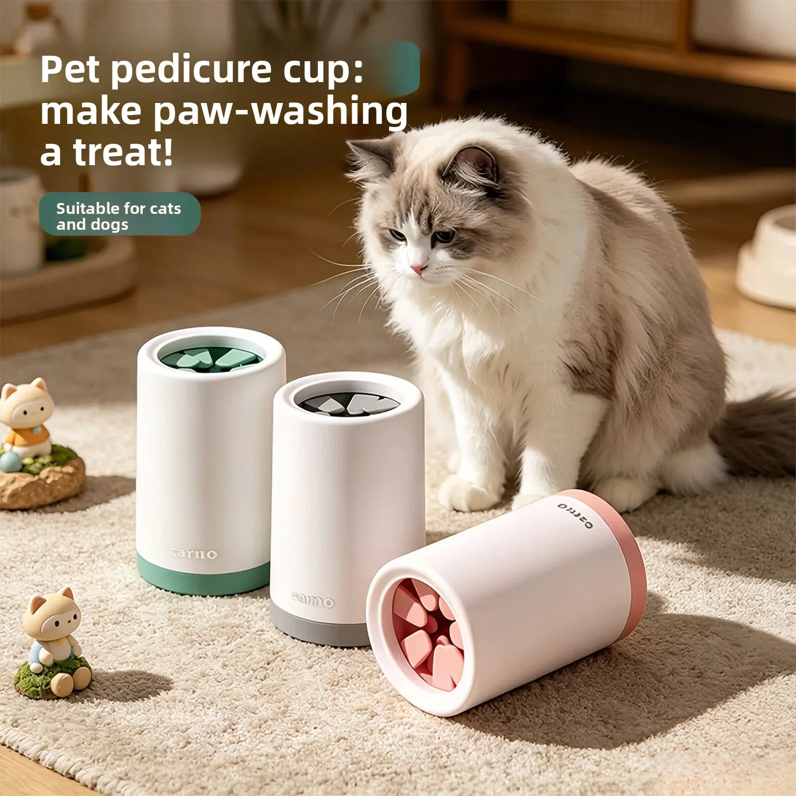 Portable Pet Washing Cup Large & Small Size, Soft Silicone Brush Paw Cleaner Gentle on Pet Claws