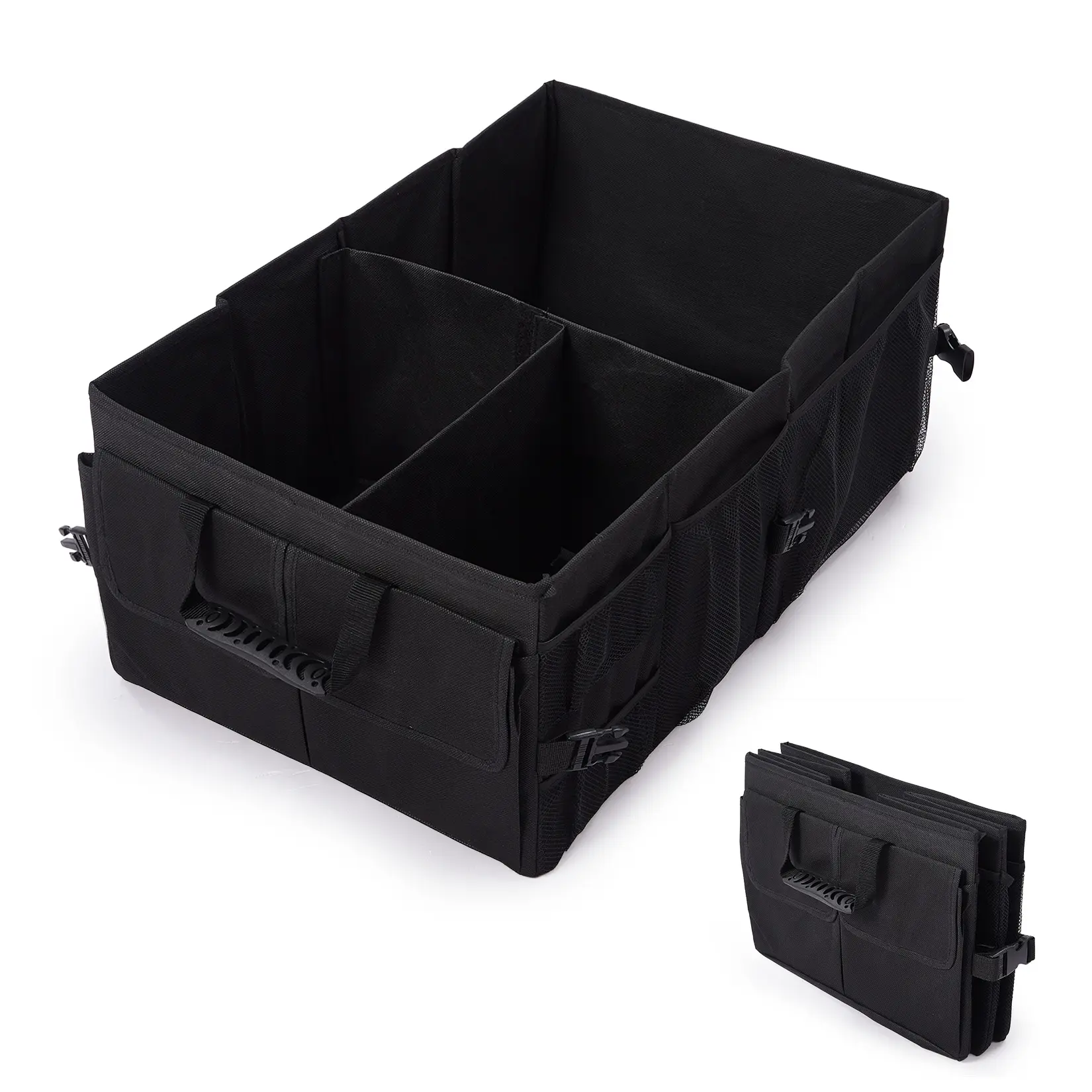 Large Capacity Collapsible Car Trunk Organizer - Durable Black Polyester Storage Bag - Keeps Car, SUV, Van Accessories Tidy - Collapsible Design - Size: 24x15x10 Inch (60.96x38.1x25.4cm)