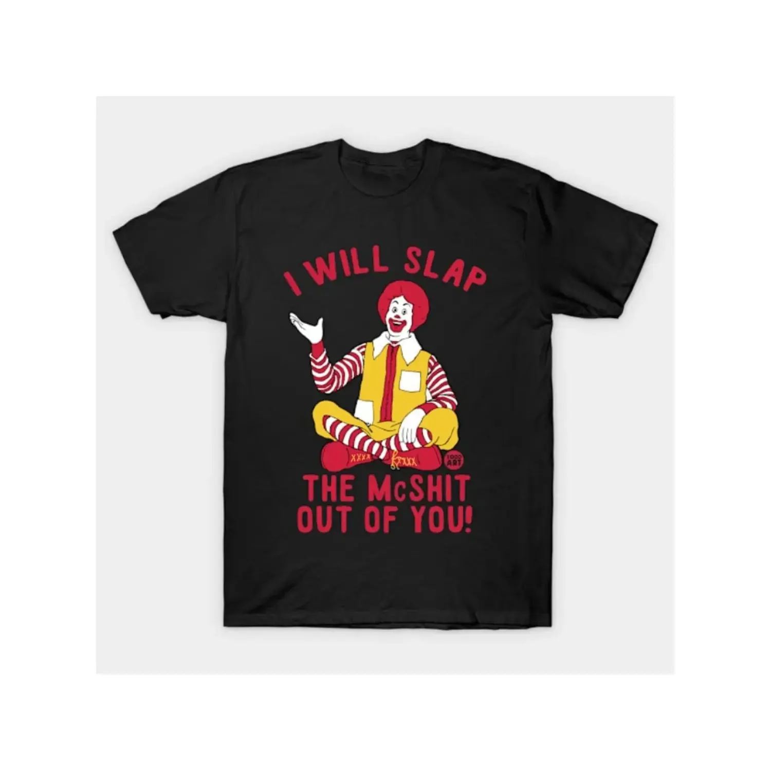 100% Cotton Summer T Shirts Mens I Will Slap The Mcshit You Funny Graphic T-Shirt  Soft Crew Neck Tee Black With Red Yellow Humorous Short Sleeve Shirt For Summer Outdoor Activities Tee Shirts Durable Fabric Shirt Vibrant Black