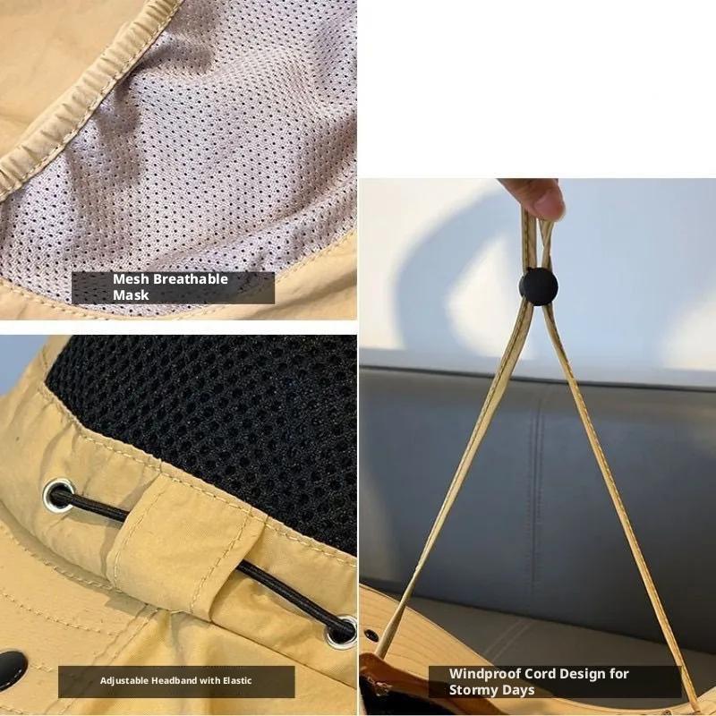 Fisherman's hat, summer sun protection hat for men and women, outdoor hiking hat, fishing face-shielding and neck-protecting integrated hat, wide-brimmed sun hat