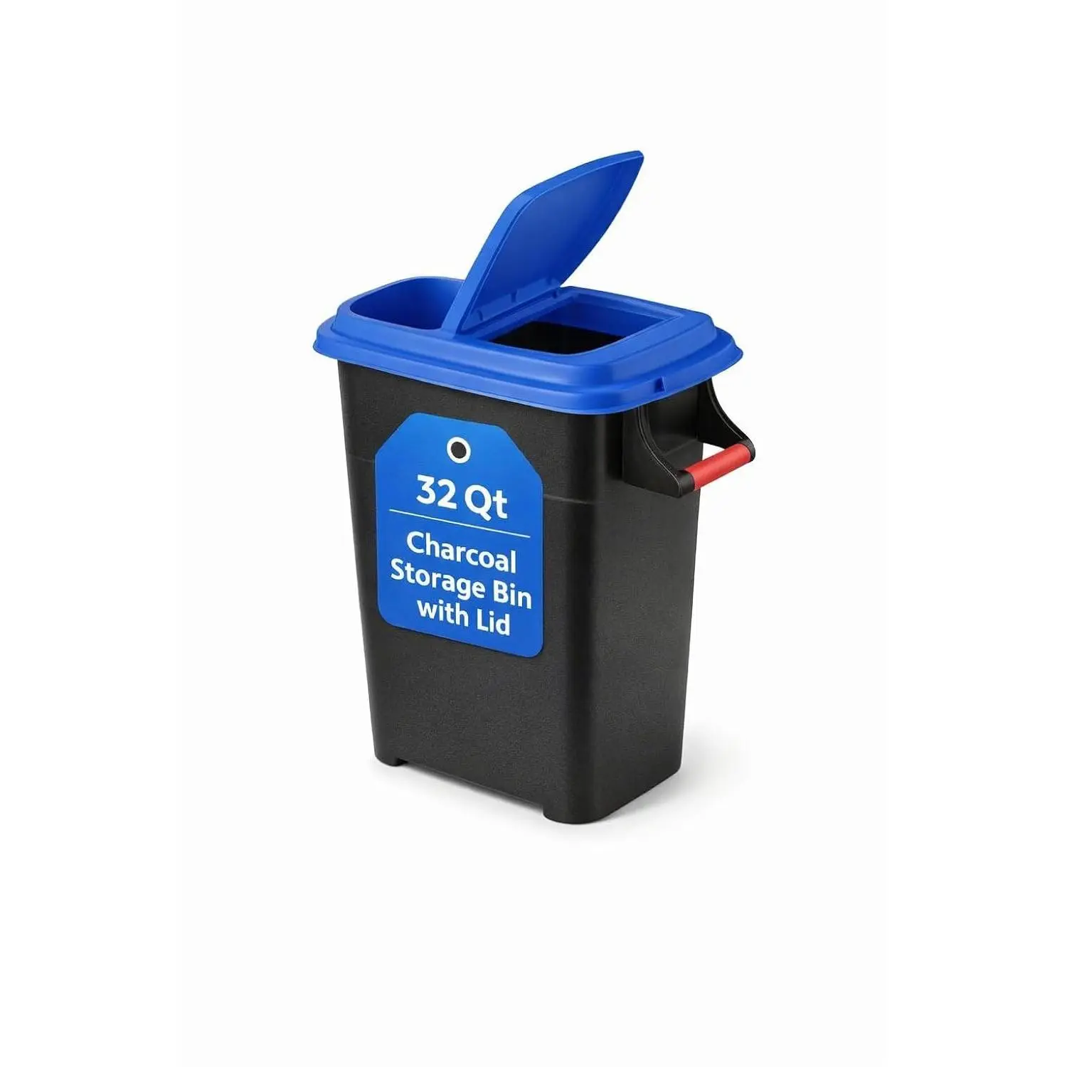 32QT Charcoal Storage Bin with Lid, Heavy-Duty Black Charcoal Holder for Grill & BBQ Storage – Durable, Large Capacity, Packaging May Vary