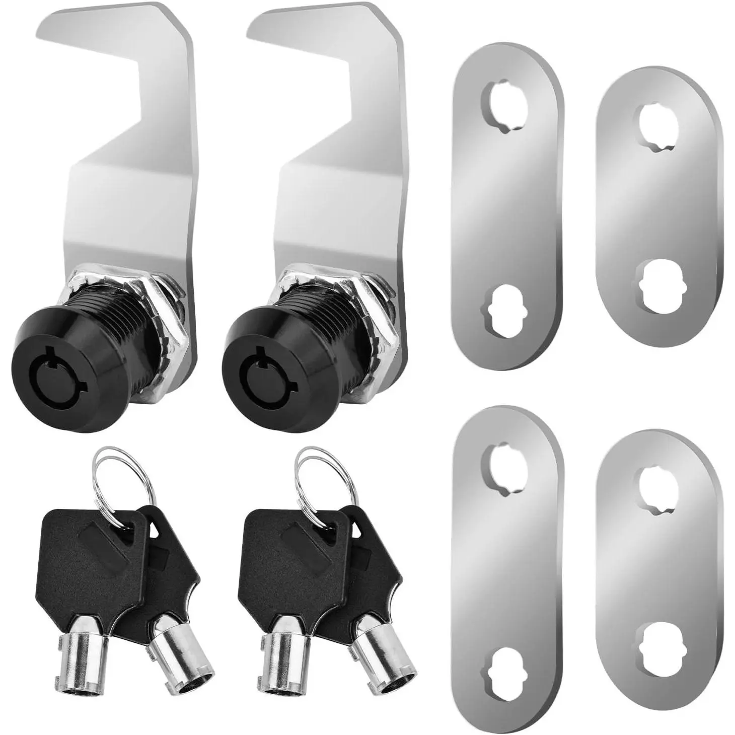5/8 Inch Black Toolbox Lock Replacement, US General Cabinet Mortise Lock Keyed Alike with Keys for RV Storage Compartment Door Tool Cart Mailbox Lock (2 Pack, Silver)