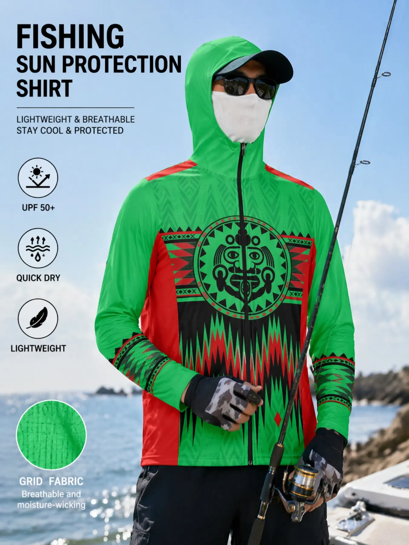 Mexican Men's Colorblock Hoodie, Quick-Dry Windproof Long Sleeve Sports Shirt, Ideal for Outdoor Activities, Running, Fitness, Valentine's Day Gift
