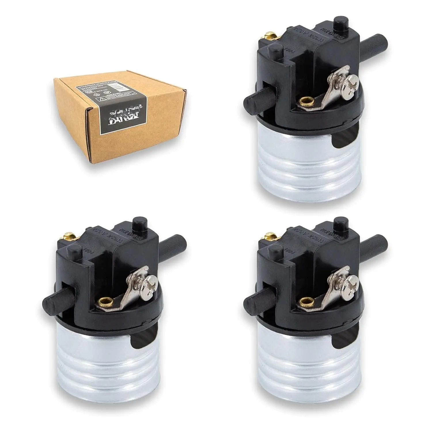 3-Pack E26 Push-Through Lamp Socket Interiors with /Off