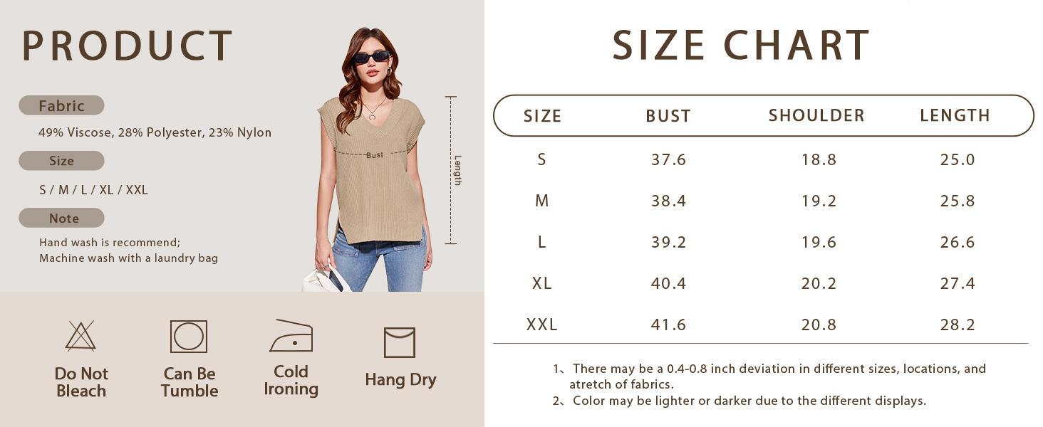 Danedvi Womens V Neck Sweater Vest Oversized Ribbed Knit Sleeveless Casual Loose Fit Pullover Tank Top Fabric Nylon