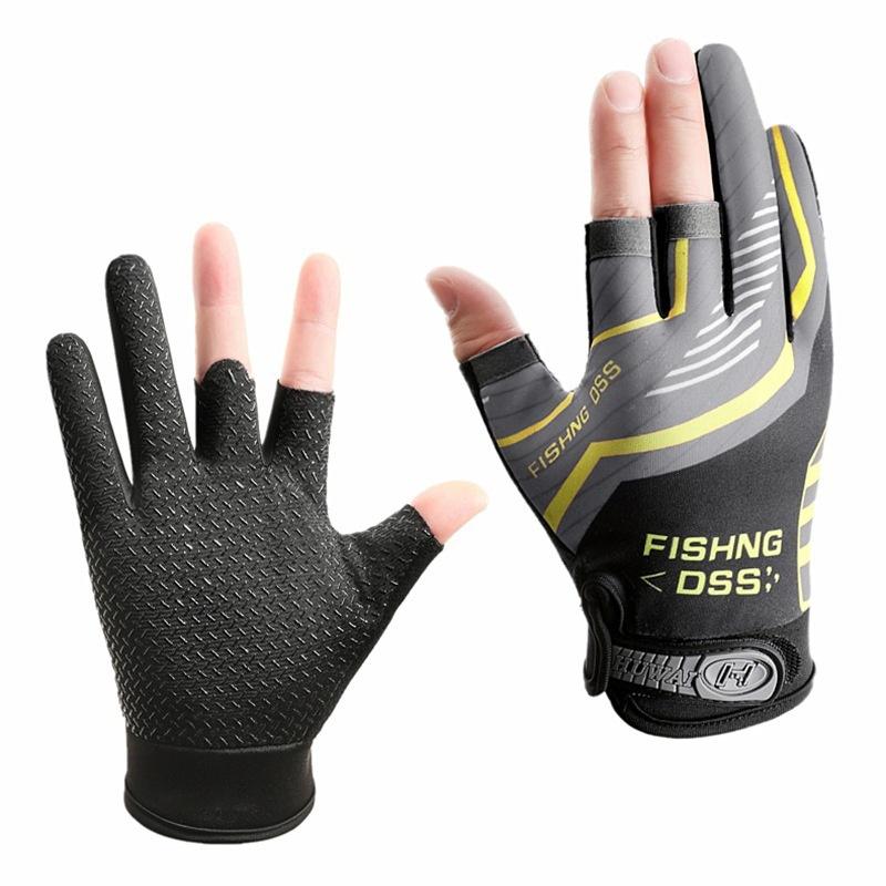 Cycling Lure Fishing Gloves UV Protection Windproof Breathable Cut-Resistant Non-Slip Three-Finger Gloves for Spring Summer Winter Sports Fishing Gear