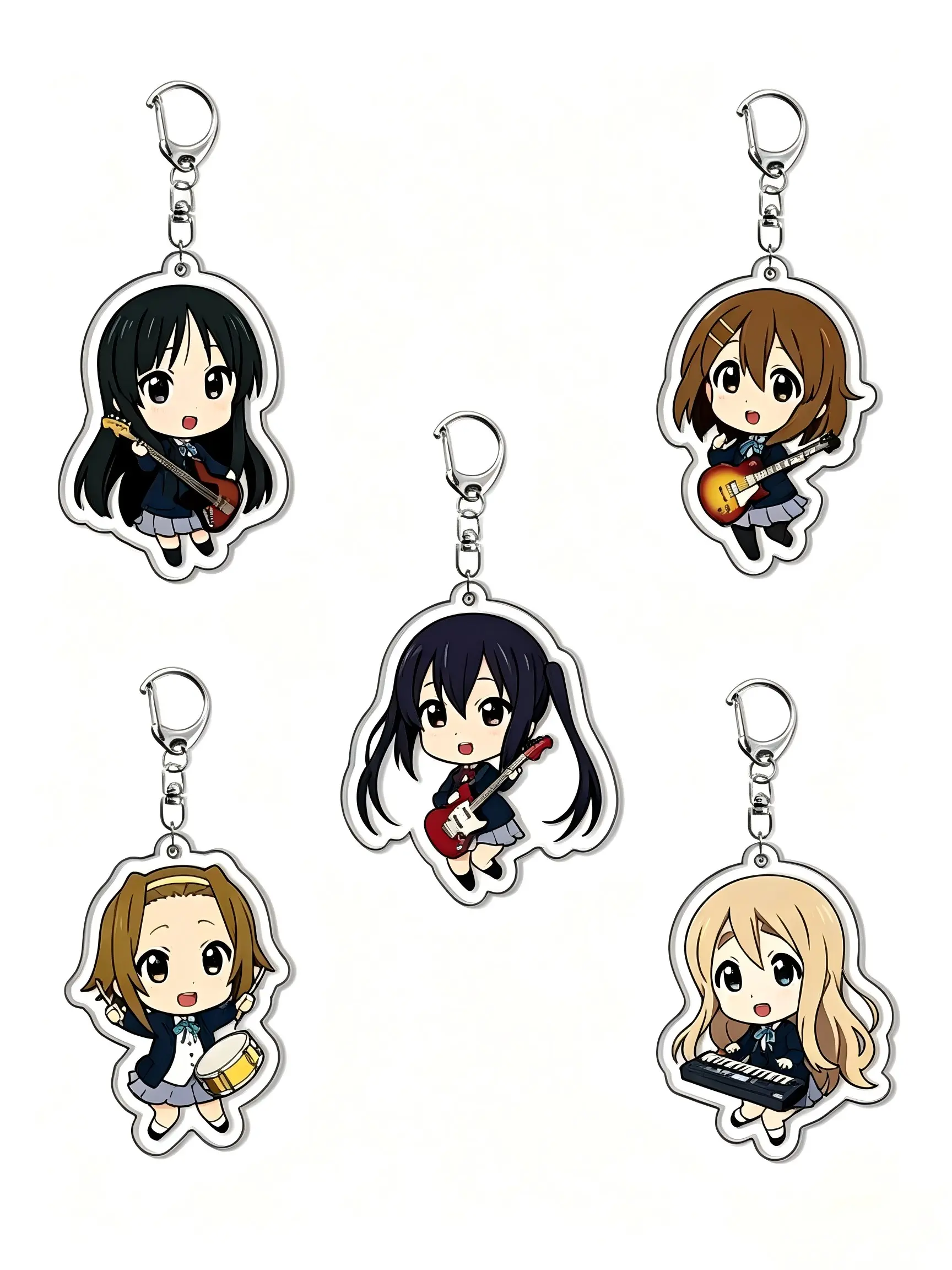2D Cartoon Acrylic Keychains Set of 5, Cute Anime Character Keyrings, Secondary Dimension Fan Gifts, Collectible Decorative Accessories
