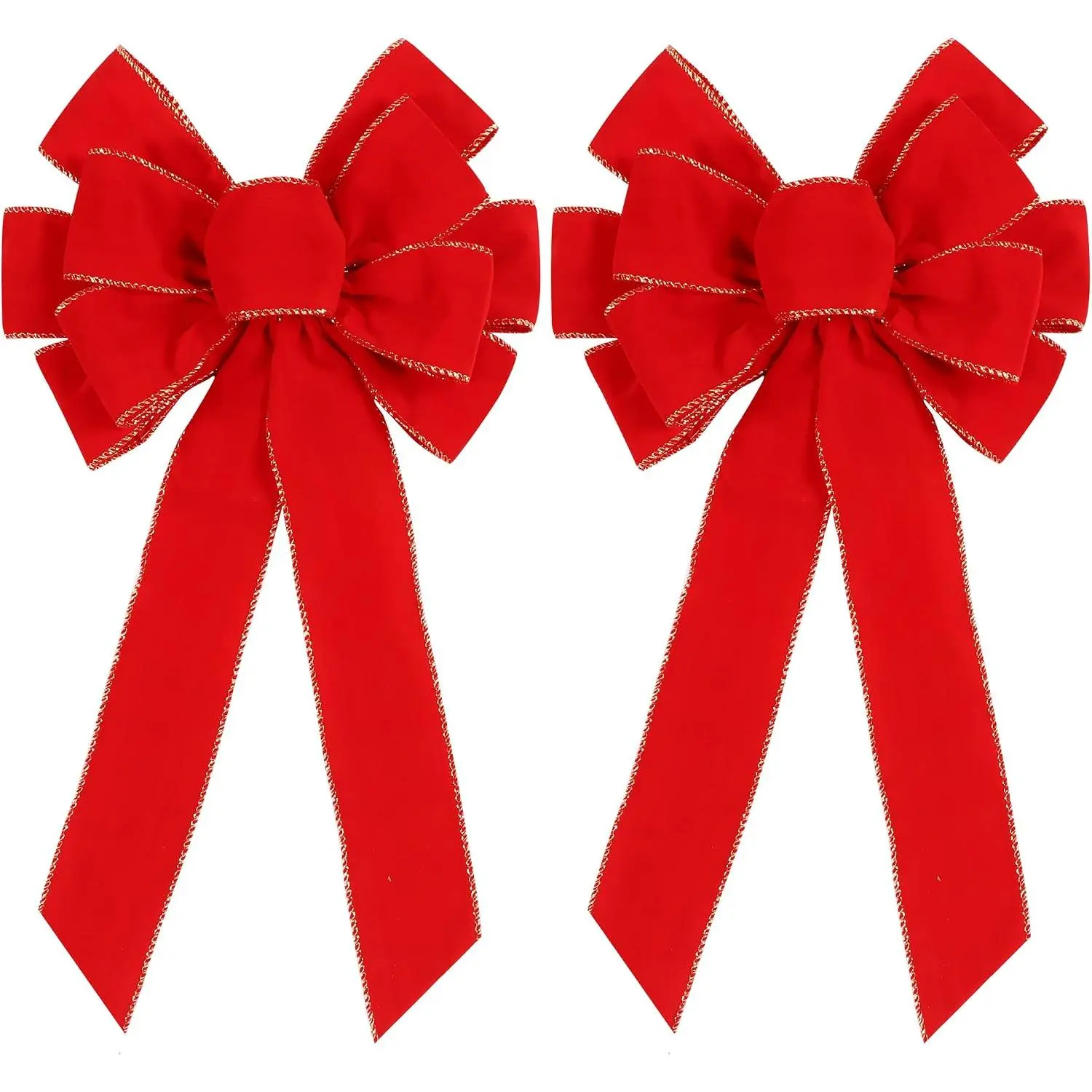 2 Pack Red Christmas Bows Outdoor Decorations,12”x20” Large Christmas Tree Topper Bow,  Wreath Bow with Glitter   for Xmas  Front Door Decor