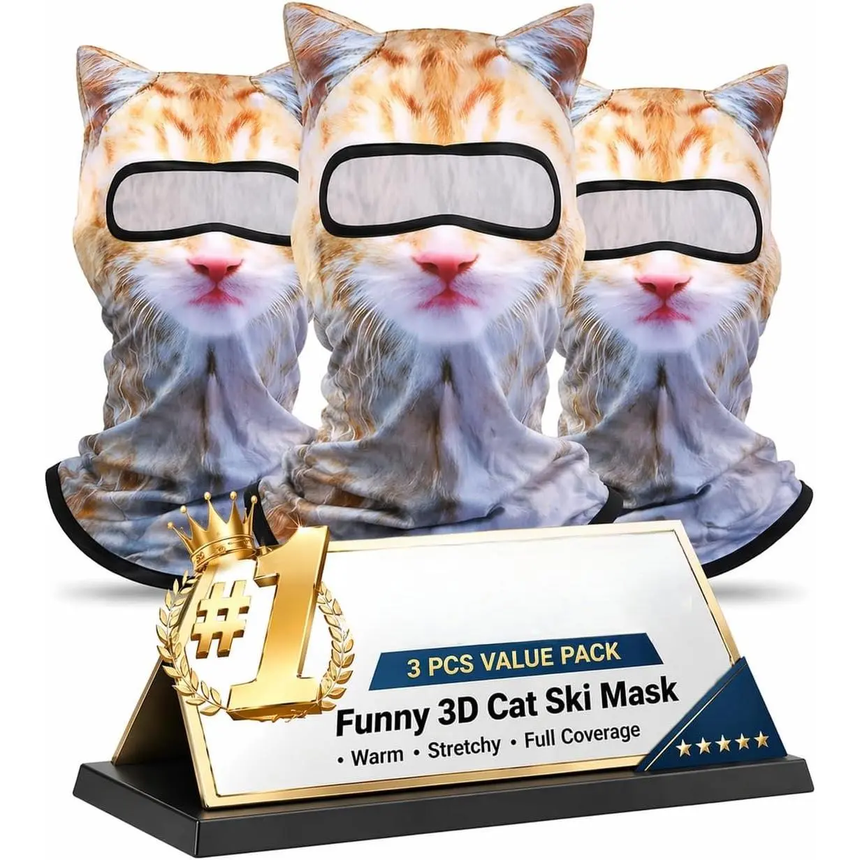 3 Pack  Ski Mask Shiesty Balaclava Cute Funny   with Ears Fuzzy Kitty Suitable for Outdoor Activities