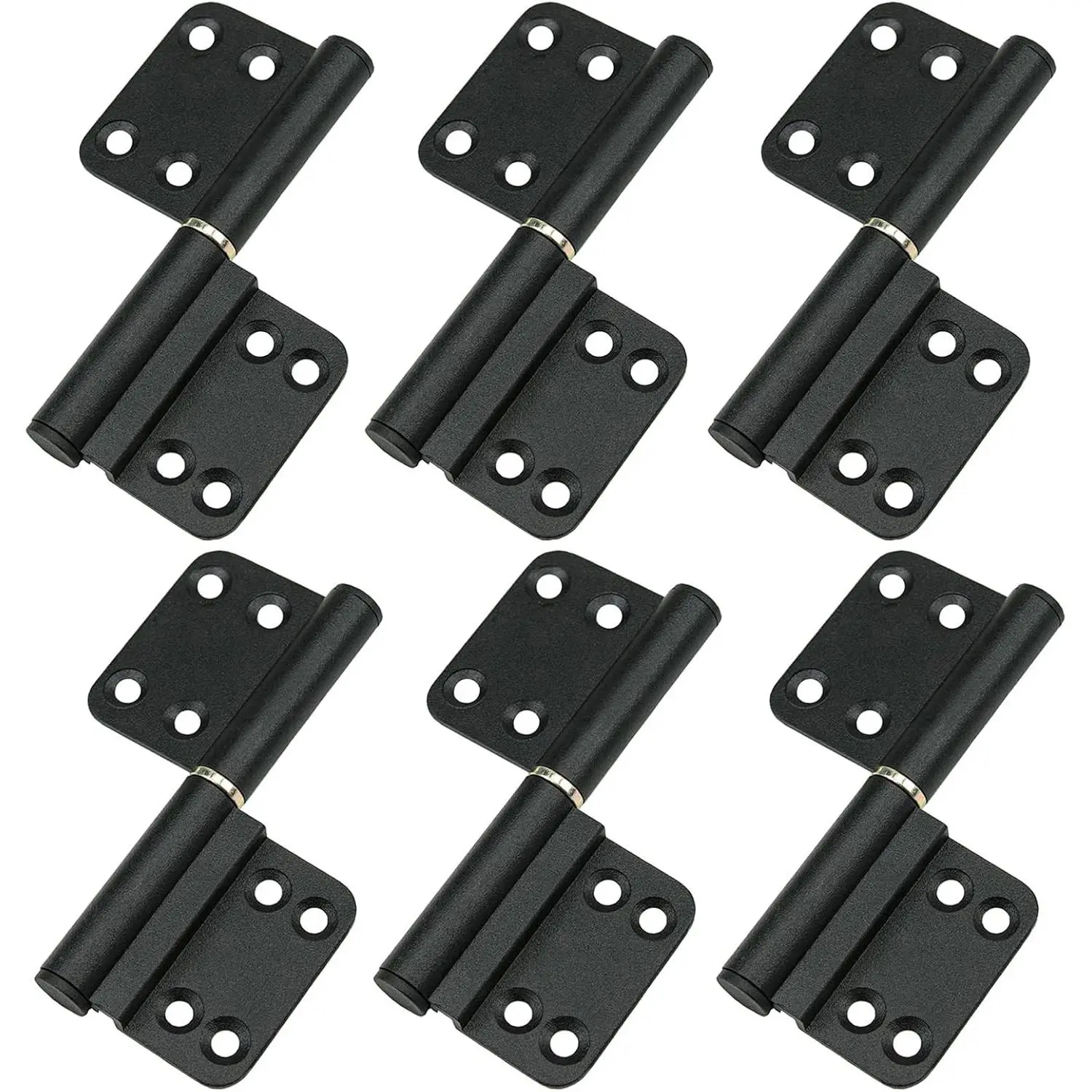 Offset Door Hinges 3-3/4 Inches, 6 Pack Small Flag Lift Off Detachable, Black