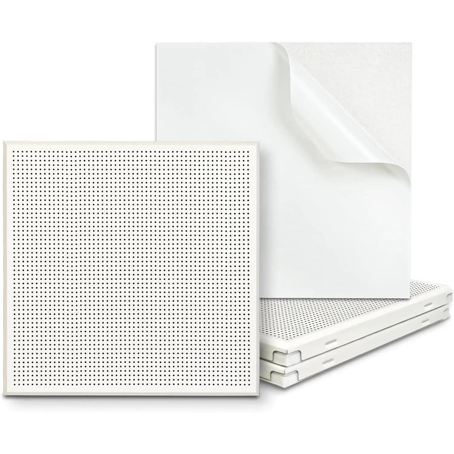 Perforated  Acoustic Panels, 4 count 12" x 12" x 0.8" Self-adhesive Sound Absorbing Panels, Easy Clean Soundproof Wall/Ceiling Tiles, Decorative Boards for  Studio, Gaming Room