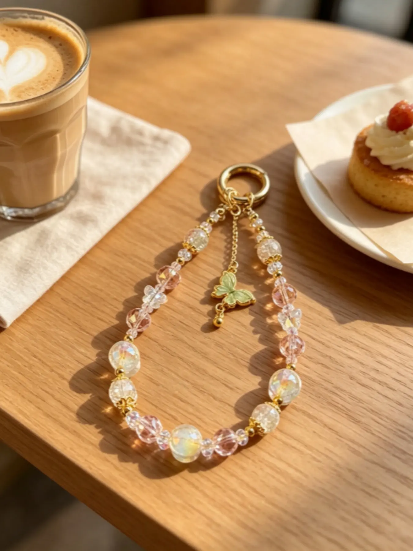 Colorful Crystal Bead Anti-Lost Keychain - Bag Charm, Trendy Cute, Multi-Purpose Hanger for Water Cups, Earphones, Sports & Outdoor Accessory, Bag Charm Keychain, Trendy Cute Keychain