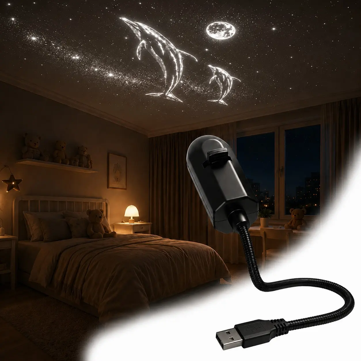 USB Star Projector, Galaxy Starry Sky Projection for Bedroom Ceiling, Portable Aurora Atmosphere Decor for Living Room, Home and Cozy Spaces