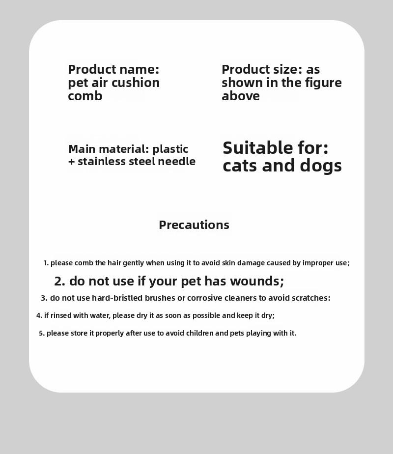 Pet Supplies Dematting Deshedding Pet Comb for Dogs & Cats, Grooming Massage Brush for Removing Loose Fur