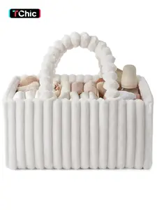 Flannel Diaper Caddy Organizer, Cozy Cream Beige Nursery Storage Basket, Diaper Bag, Newborn Essentials Baby Shower Gift, Valentine's Day, Christmas and Thanksgiving Gifts